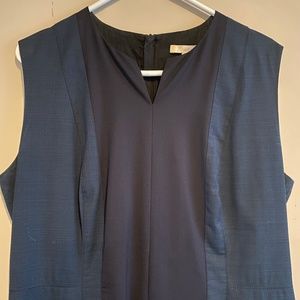 Hugo Boss Virgin Wool Sleeveless Midi Dark Blue Black Dress Size 12.